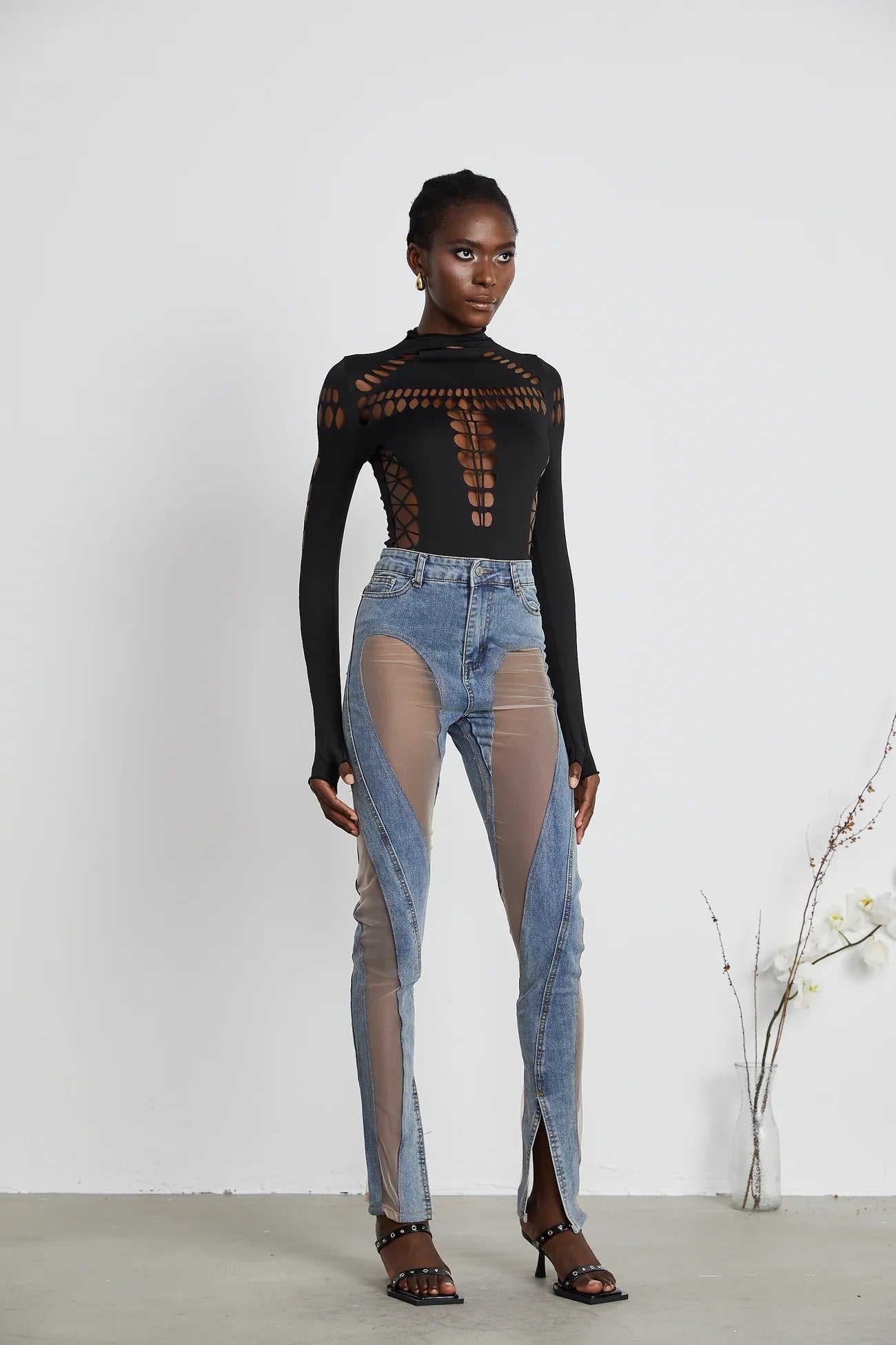 Daisy Sheer-Panelled Jeans