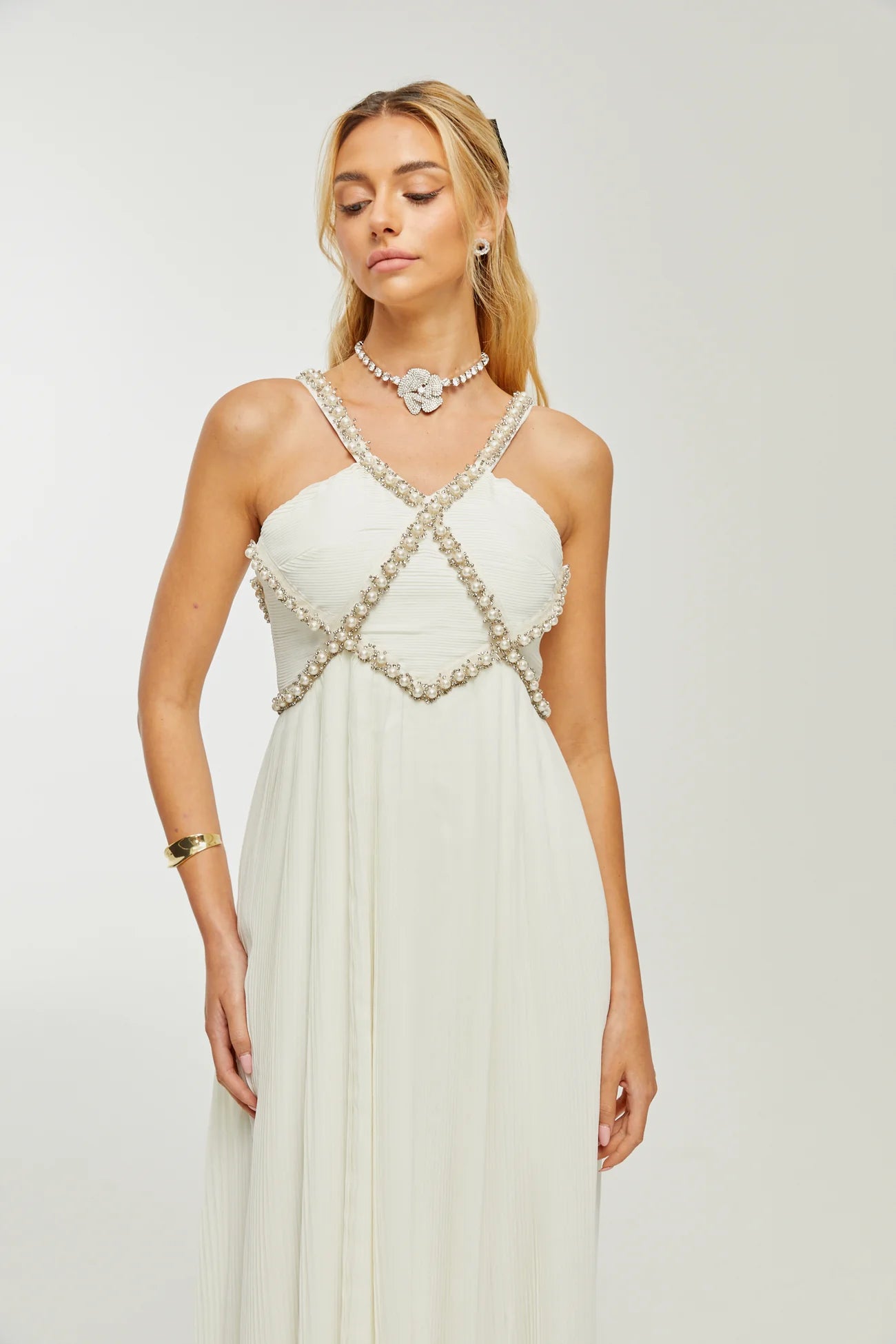 Charlie Faux-Pearl Embellished Dress