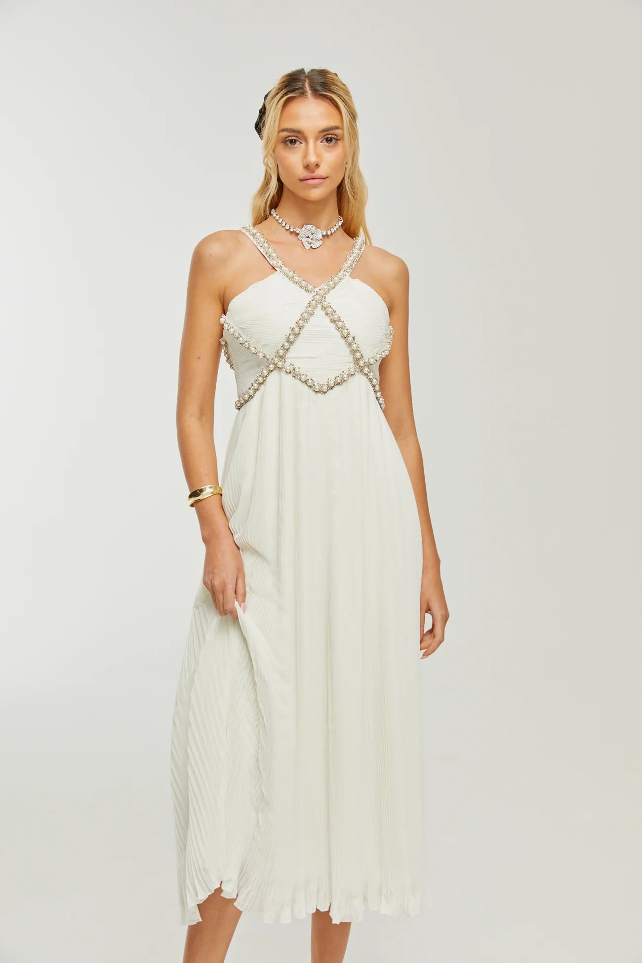 Charlie Faux-Pearl Embellished Dress