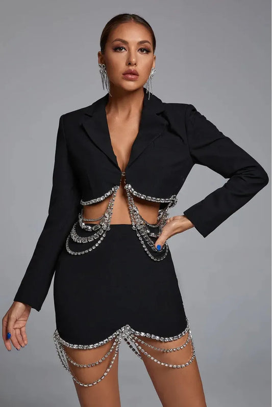 Scarlett Rhinestone Suit/Skirt Set