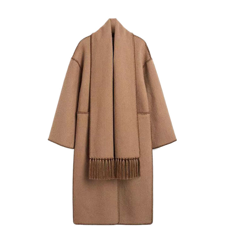 Wool Blended Scarf Coat