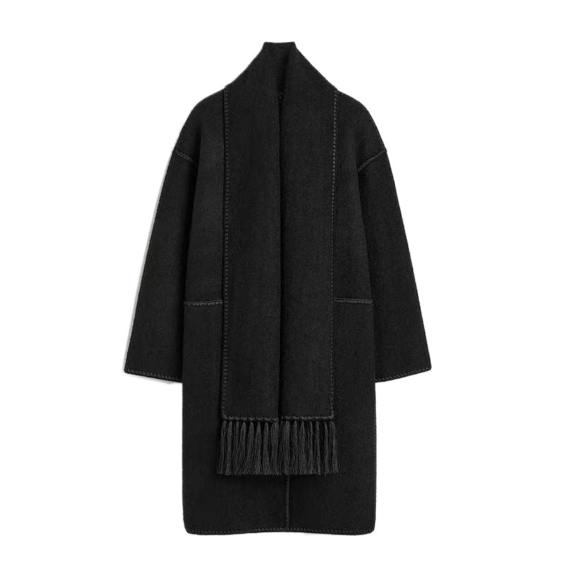 Wool Blended Scarf Coat