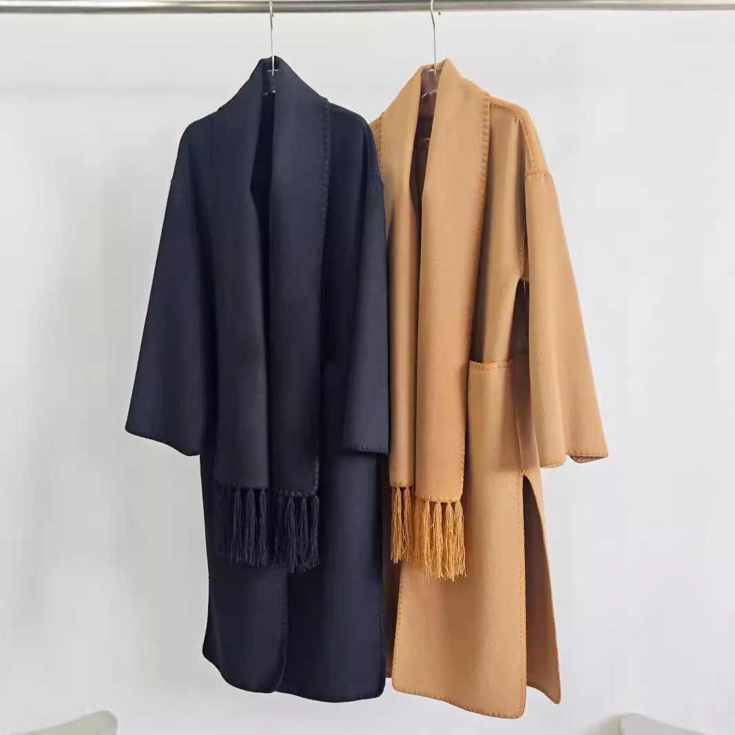 Wool Blended Scarf Coat