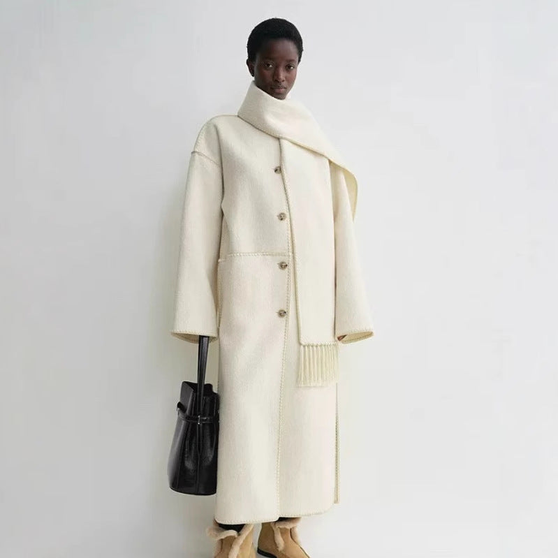 Wool Blended Scarf Coat